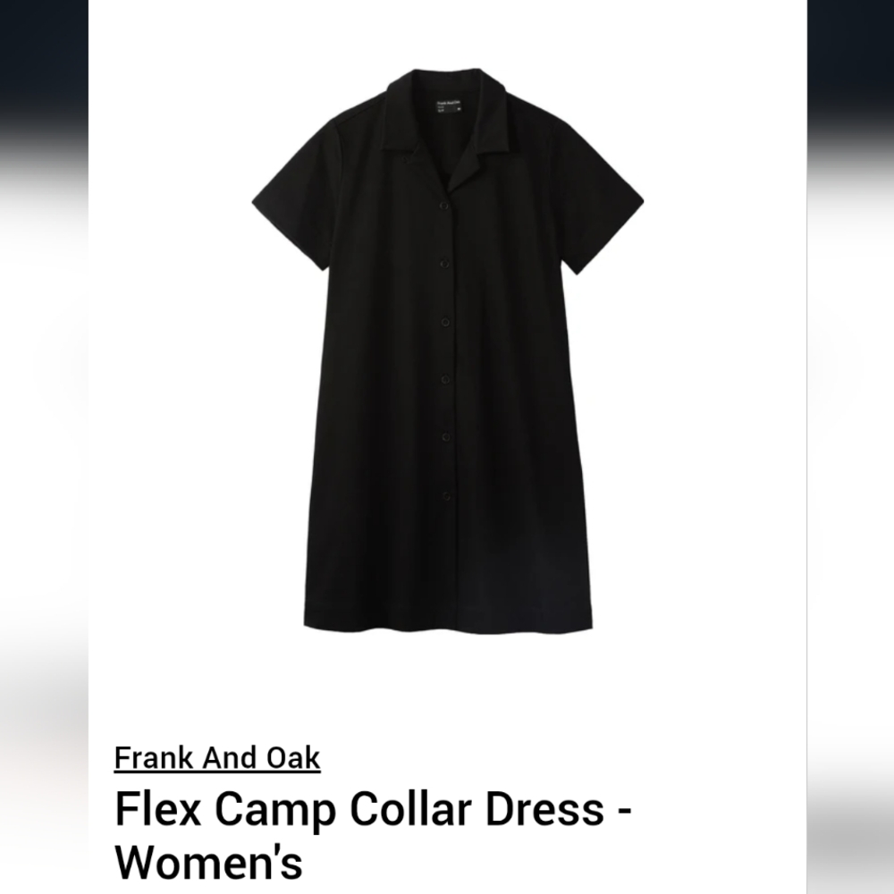 Frank And Oak Black Flex Camp Collar Dress